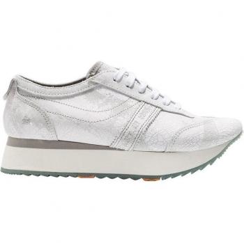 Zapatos de cordones de mujer de piel con plataforma Art 1793F SUEDE PAINTED WHITE /KIOTO color White