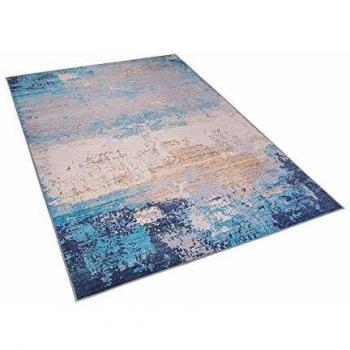 Alfombra Azul Abstracta de Poliéster 140 x 200 cm con Fondo Revestido de Goma Inegol