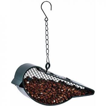 Comedero Colgante para Aves de Metal, 20,3 cm, Diseño Moderno en Acero Negro