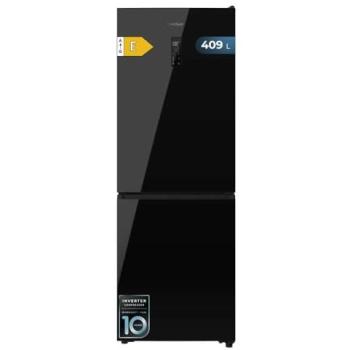 Frigorífico Combi Cecotec Bolero 409L Total No Frost Cristal Negro E, Altura 185cm, MAX INSIDE con VIP Tech, Compresor Inverter Plus