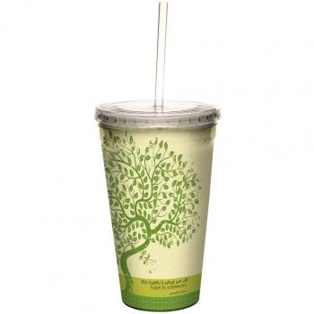 Ãrbol de-free Tarjeta de felicitaciÃ³n de 35590 16 oz frase de inspiraciÃ³n Ã¡rbol de tierra doble-pared Cool vaso portÃ¡til con pajita reutilizable