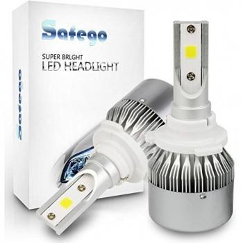 Safego Bombilla 9005 LED Coche, 2x 8000LM 9005 HB3 LED Faros Delanteros Bombillas, Faros Reemplazo de Halógena y Kit Xenón, Lámpara Luz 6500K Blanca 12V-24V, Garantía de 1 años