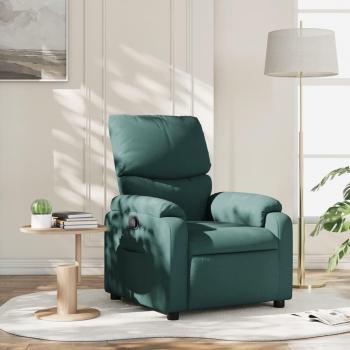 Sillón Reclinable de Tela Verde Oscuro con Respaldo y Reposabrazos, Silla Relax para Televisión y Descanso, Ideal para Salón y Hogar