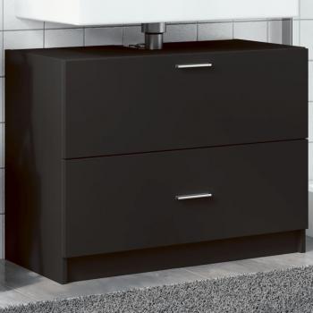 Armario de lavabo de madera de ingeniería negro 78x37x59 cm, mueble de baño, almacenaje y lavabo