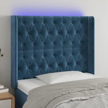 Cabecero LED de Terciopelo Azul Oscuro 103x16x128 cm