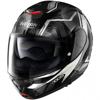 Casco Modular Nolan X-Lite X-1005 Ultra Carbon Blanco y Negro con sistema N-Com, talla M