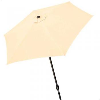 Sombrilla hexagonal para terraza y jardín Ø250 cm color crema con mástil de aluminio y manivela, ventilación chimenea