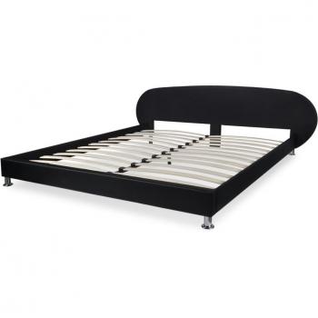 vidaXL Estructura de Cama Doble Moderna de Cuero Artifical Negra 180x200 cm