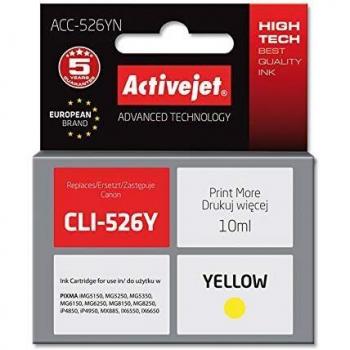 Cartucho de Tinta Original Activejet ACC-526YN Amarillo, tipo: cartucho de tinta, características: reemplazo Canon CLI-526Y, capacidad 10 ml, 100% nuevo (con chip), color amarillo