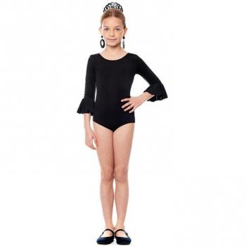 Body Sevillana Licra con Volante negro para niña