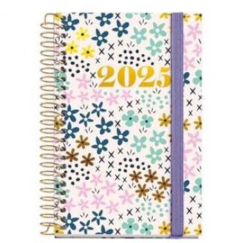 Agenda Anual 2025 Miquelrius Espiral Día Página 80x120 mm con Cubierta Plastificada y Cierre de Goma Elástica