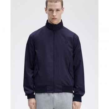 Fred Perry - Men's Harrington Jacket with Trim and Pockets, Blue, Size XL