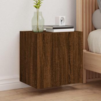 Mueble TV de pared de madera ingeniería en color roble ahumado, dimensiones 40,5x30x40cm, ideal para salón