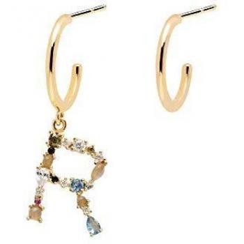 PDPAOLA - Pendientes Letra R - Plata de Ley 925 Bañada en Oro de 18k - Joyas para Mujer