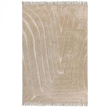 Alfombra Clásica Beige 200 x 300 cm con Borlas Decorativas, Soporte de Poliéster y Algodón para Sala de Estar y Dormitorio