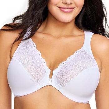 Glamorise Front-Close Wonderwire Bra - White Underwire Bra for Women 36-F