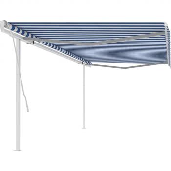 Cortina retractable manual Sun 5x3,5 m con postes azules y blancos