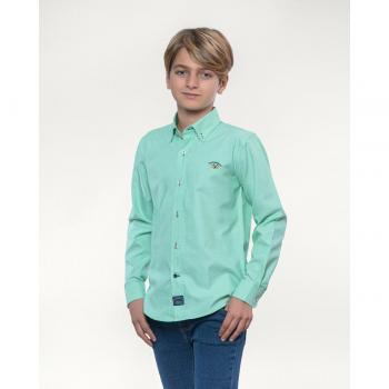 Camisa de niño Oxford liso verde agua