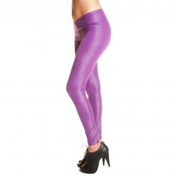 Mujer Leggings tamaño s M, mujer brillo Leggings Beige Morado, Azul, Negro, mujer leggings tamaño 36 38 weet Look morado M
