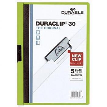 DURABLE Lot de 3 Chemises à clip DURACLIP ORIGINAL 30 A4 Vert