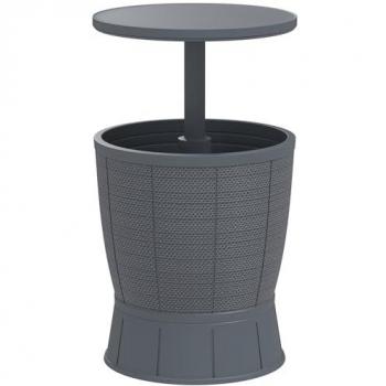 Mesa Nevera Exterior 3 en 1 Ajustable Gris 41 L para Fiesta y Jardín 58-84 cm