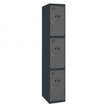 Taquilla Metálica de Vestuario SimonRack, 3 Puertas con Llave, 1800x400x500 mm, Color Antracita