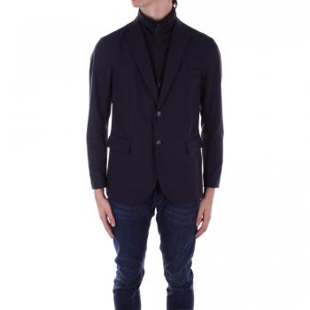 Emporio Armani Men's Navy Blue Blazer with Buttons and Zipper, Size S