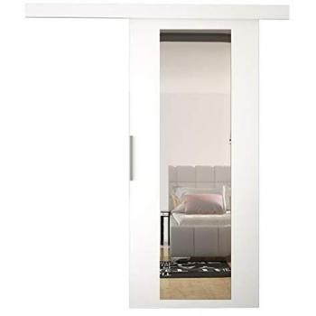 Puerta Corredera con Espejo Opera 90 IV y Manijas de Aluminio Sólido, Sistema de Auto-Cierre