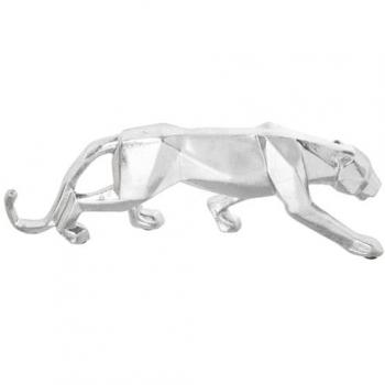 Figura Decorativa Pantera Plateada de Plástico 10 x 16 x 44 cm
