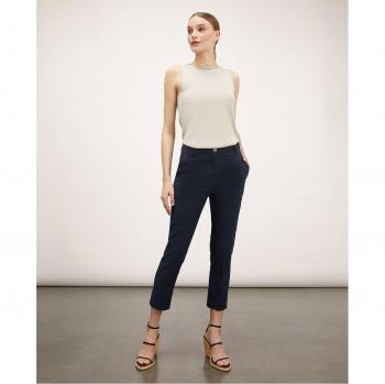Pantalón capri de mezcla de lino para mujer