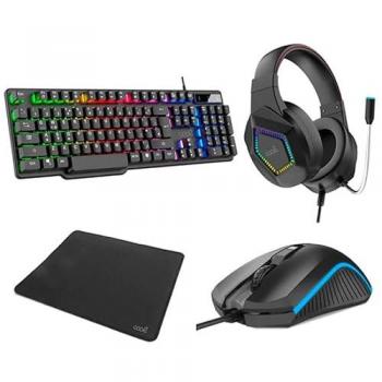 Cool Town Pack Gaming - Teclado RGB QWERTY Español, Auriculares, Ratón y Alfombrilla