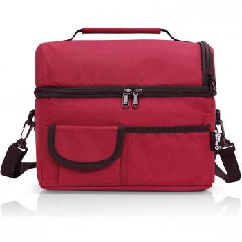 PuTwo Térmica Porta Alimentos 8L Hermética Bolsa Térmica Plegable Bolso Nevera Térmica Tela Bolsas Térmicas para Llevar Comida Nevera Almuerzo para Adulto Niños Trabajo Playa Viaje -Vino Tinto/Rojo