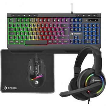 Kit Gaming Dragon - Teclado + Ratón + Auriculares + Alfombrilla Gaming