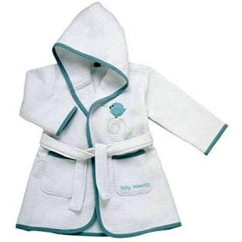 Albornoz Piquet Tierno Pájaro Azul 12m + Chicco