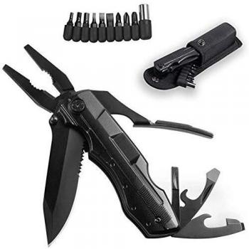 ZIMZIM 5 en 1 Multiusos Plegables Navaja, Negro Multiherramienta de Acero Inoxidable Navaja Suiza Alicate Destornillador Herramienta Multifuncional, Ideal para de acampada ，Montañismo y senderismo