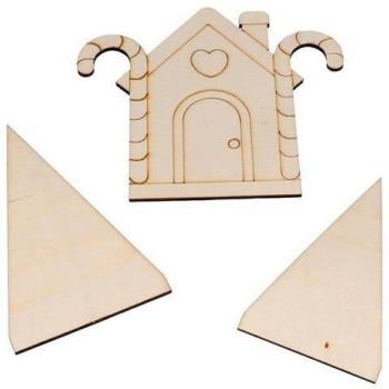 Casa de madera con personajes - ARTEMIO - 28 x 12 cm - Madera maciza - Decorativa - Mixta