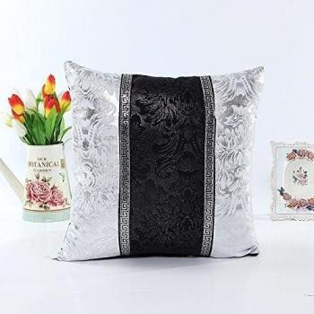 45cm x 45cm Funda De Almohada PorcelanaNegra Y Blanca Cuero De Imitación