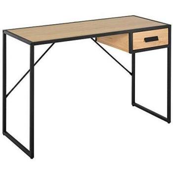 HOMCOM Mesa de Escritorio Multifuncional Mesa de Computadora con Patas en Forma de Marco Rectangular Diseño Retro con Cajón Compacto 110x45x76 cm Color Madera