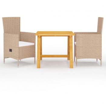 Beige 3-Piece Garden Dining Set