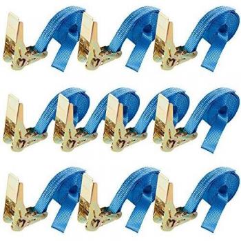 Correas Tensoras Arebos 10 x Amarre Trinquete 4m, 800kg, 25mm - Azul