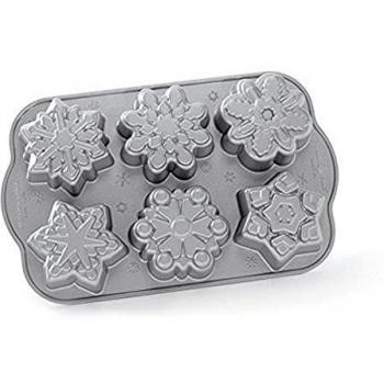 Nordic Ware 89648 Frozen Snowflakes - Sartén para tartas, aluminio, color plateado