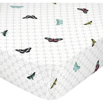 Sábana Bajera Ajustable Multicolor Birds of Paradise 160x200x32 cm, 100% Algodón, Calidad 150