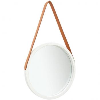 vidaXL Wall Mirror with Strap 40 cm White