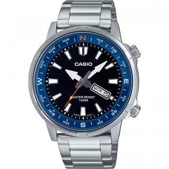 Casio MTD-130D-1A2 Men's Quartz Analog Watch - Stainless Steel, Black Dial, 100M Water Resistant