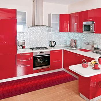 Alfombra de Cocina 3D Burdeos 57x190 cm Antideslizante y Absorbente - 100% Hecho en Italia