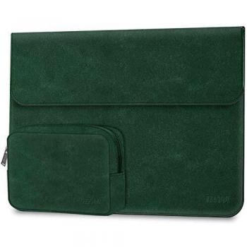 TECOOL 12.3-13 Pulgadas Funda para Ordenador Portátil, Cuero de Gamuza Funda y Bolsa de Accesorios para 2018-2020 MacBook Air 13 A1932/A2179, 2016-2020 MabBook Pro 13, Surface Pro X 7 6 - Verde