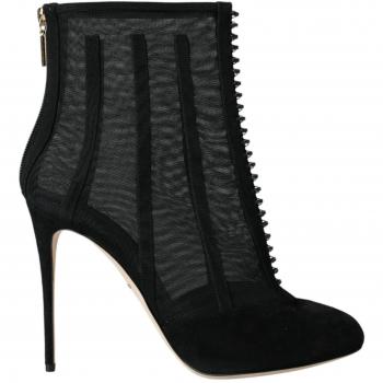 Dolce & Gabbana Black Mesh Stiletto Heels Ankle Boots Shoes - EU40/US9.5