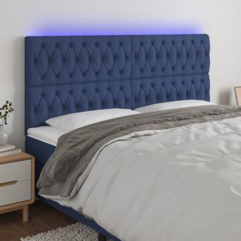 Cabecero LED Azul 180x7x111/128 cm Tela con luces LED, dimensiones de 180 cm de ancho, 7 cm de grosor y altura variable entre 111 y 128 cm