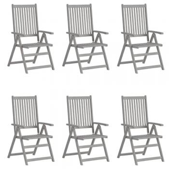 vidaXL Garden Reclining Chairs Set of 6 Grey Solid Acacia Wood