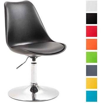 Silla de Comedor Maverick Cromada Negra, Giratoria y Ajustable en Altura